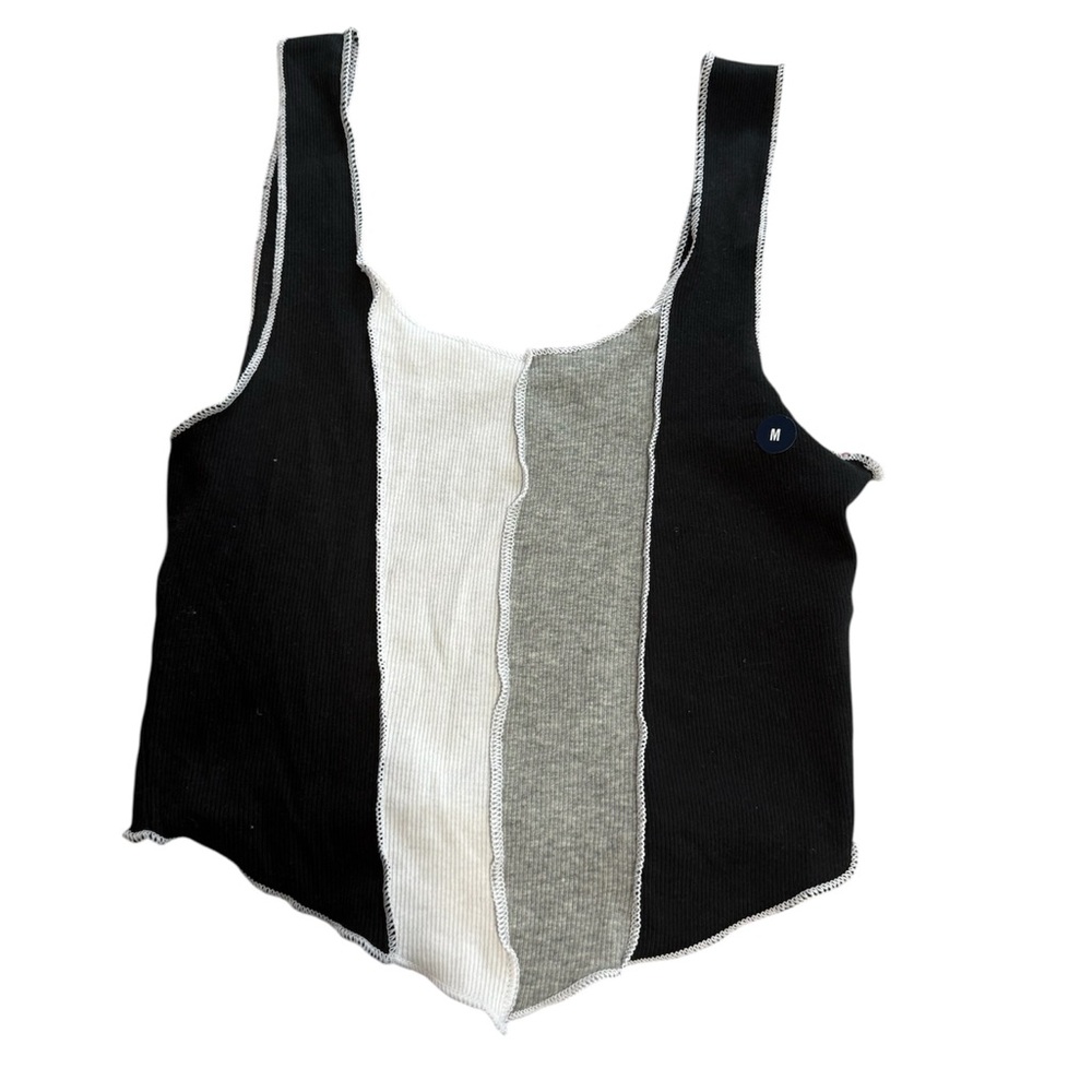 Hollister Black and White Asymmetrical Tank Top